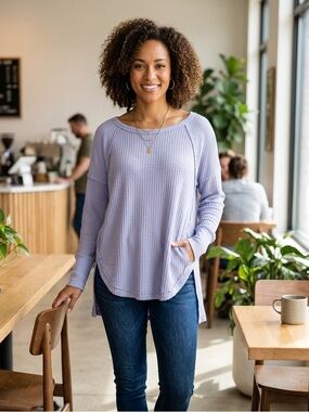 Ruff Hewn | Periwinkle Thermal Knit Top | Sz PL